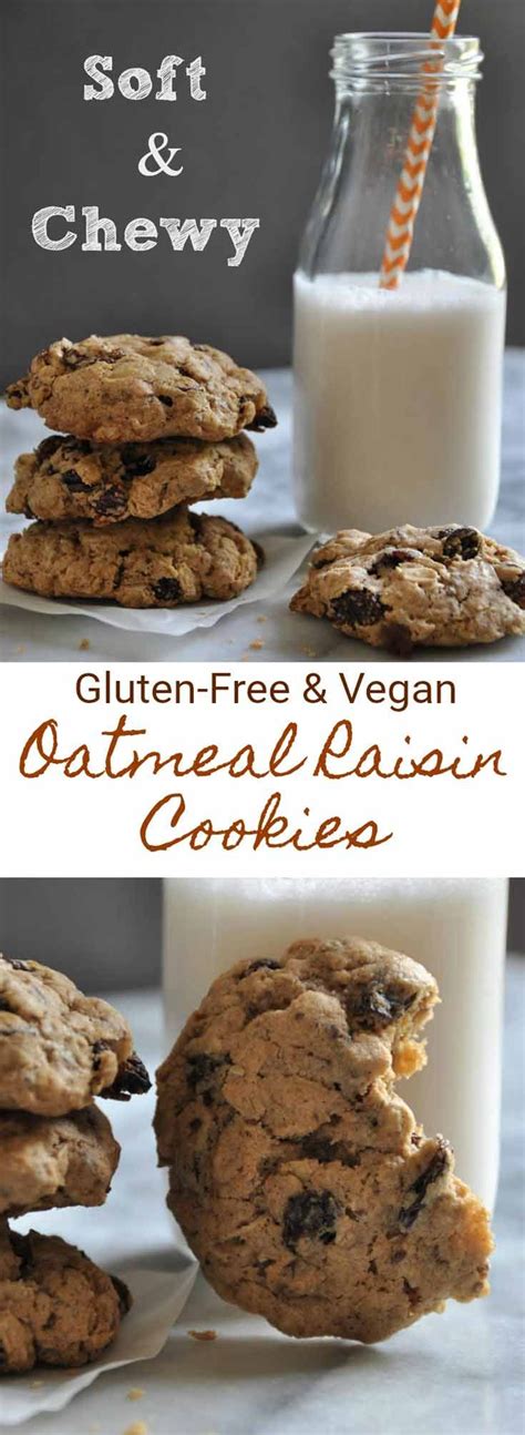 Soft Gluten Free And Vegan Oatmeal Raisin Cookies Recipe