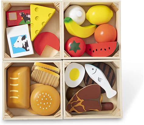 Melissa And Doug Food Groups 21 Wooden Pieces And 4 Crates