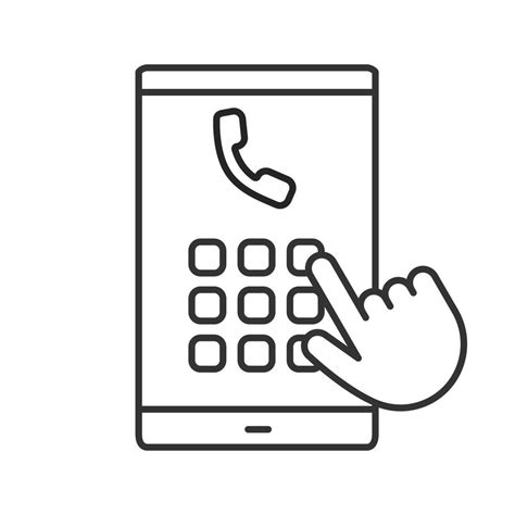 Hand Dialing Phone Number Linear Icon Thin Line Illustration