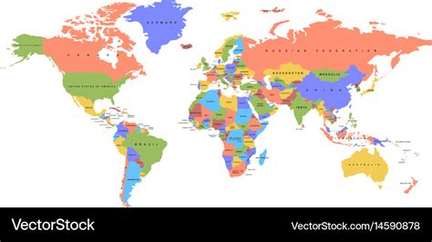 Color World Map Political Map Royalty Free Vector Image