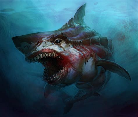 Random Monster Art I Have Collected From The Internet Over The Years Shark Art Shark Shark
