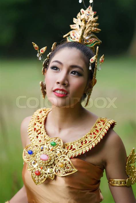 beautiful thai lady in thai traditional drama dress stock image colourbox