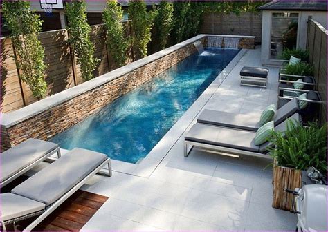 Patio furniture, fire pits & heaters, outdoor lighting lap pool in small backyard | Lap pools backyard, Backyard ...