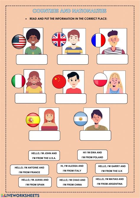 Countries And Nationalities Exercises For Beginners E