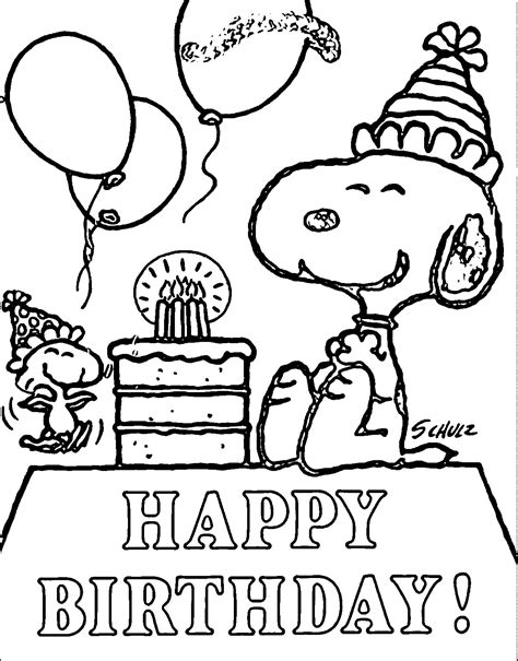 Simple happy birthday coloring page: Happy Birthday Snoopy Coloring - Play Free Coloring Game ...
