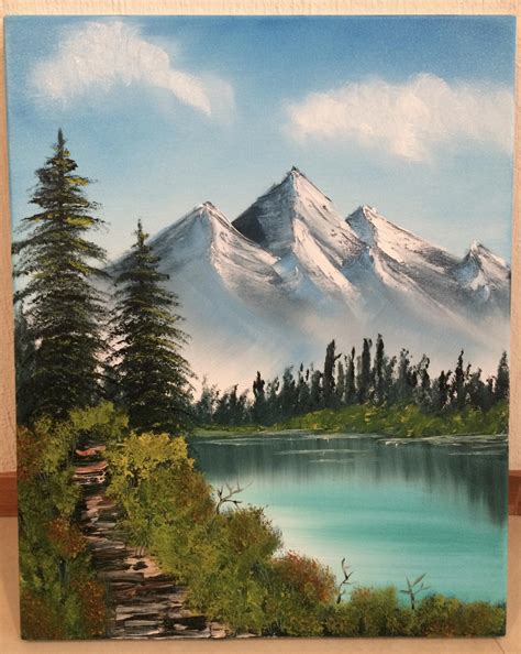 First Ever Bob Ross Painting Distant Mountains Pretty Proud Of