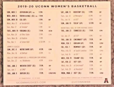 Uconn Womens Basketball Schedule Printable Prntbl Concejomunicipaldechinu Gov Co