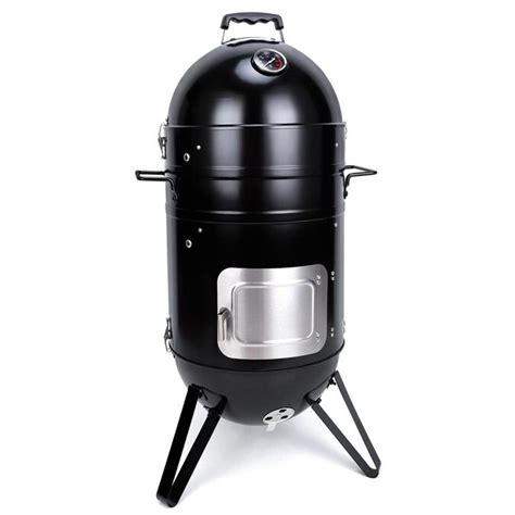 Lordear 14 In Black Charcoal Smoker Grill Vertical Combo Water Smoker