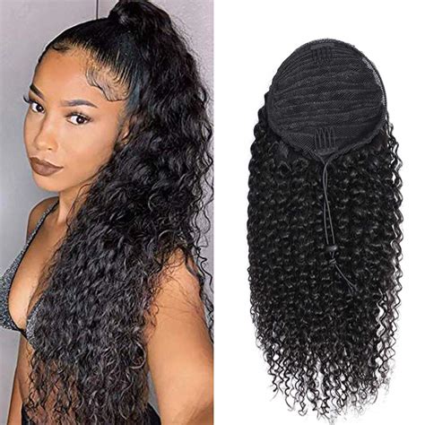 Hair Human Hair Ponytail Extensions Yaki Afro Kinky Straight Curly