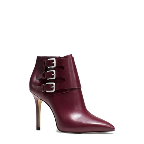 Michael Kors Prudence Leather Ankle Boot In Purple Merlot Lyst