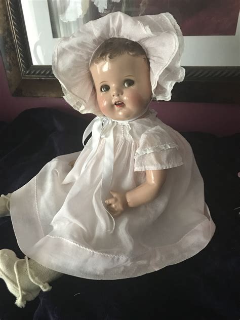 Unmarked Flirty Eyed Composition Baby Doll All Original Vintage Dolls