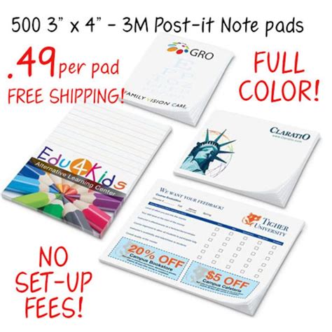 Custom Printed 3m Post It Notes Full Color Pads Notepads Etsy