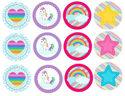 Instant Download Unicorn Rainbow Cupcake Toppers You Print Unicorn
