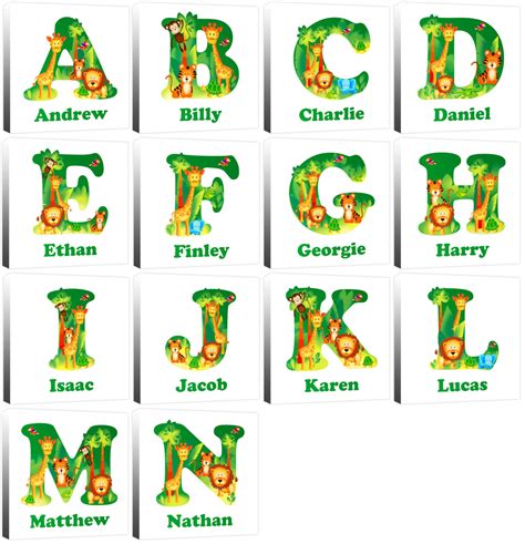 Personalised Jungle Animal Alphabet Letter Childrens Name Etsy Uk