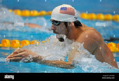 Michael Phelps From The Usa Swims In His Mens 200 Meters Individual Medley Heat At The Fina
