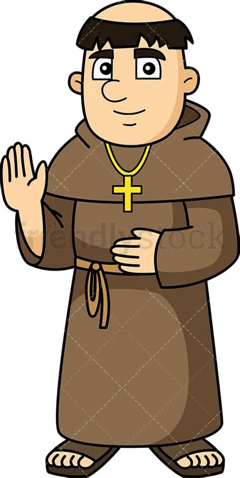 Medieval Christian Monk Cartoon Clipart Vector Friendlystock