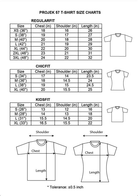 Logo Size Chart For Shirts