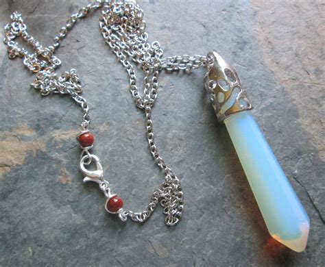 Opalite Pendulum Necklace Minimalist Zen Style Jewelry Etsy Jewelry
