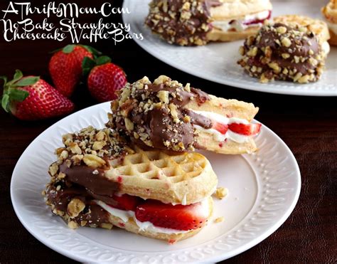 No Bake Strawberry Cheesecake Waffle Bars ~ Dessert Recipe