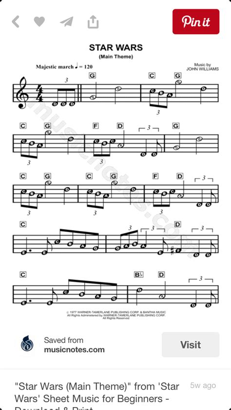 Star Wars Theme Piano Sheet Music Star Wars Main Theme Sheet Music By