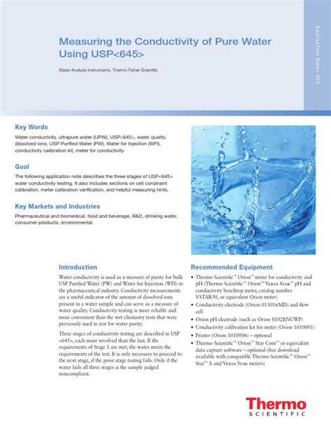 measuring conductivity in pure water calibration purified water