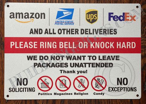 Leave All Deliveries Here Please Ring Bell Or Knock On Door Sign
