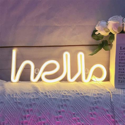 Neon Lightled Hello Neon Word Sign Neon Letters Light Art Decorative