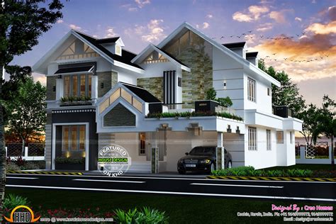 Modern Sloped Roof Luxury House Kerala Home Design And Floor Plans