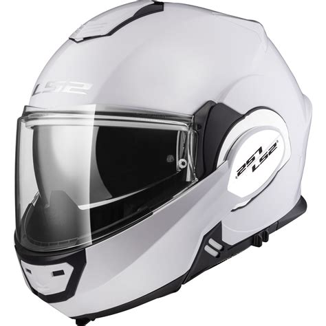 Ls2 Ff399 Valiant Single Mono Solid White Flip Front Motorbike Helmet