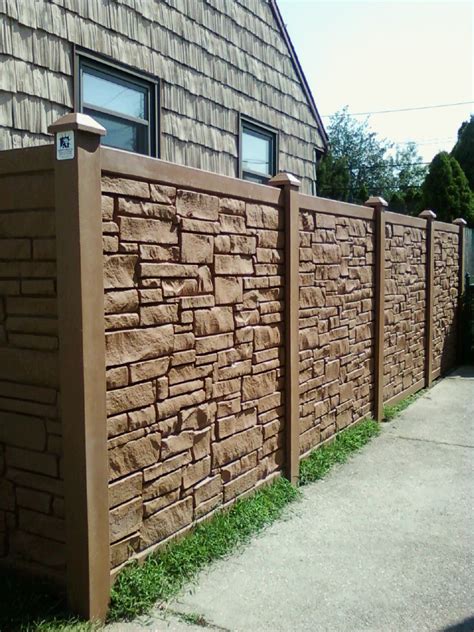 72 Desert Redwood Granite Vinyl Stone Fence Installed By Liberty Fence
