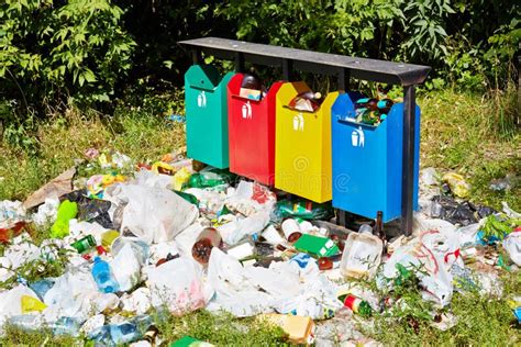 Trash Bins And Garbage Around Stock Image Image Of Bottle Consumer