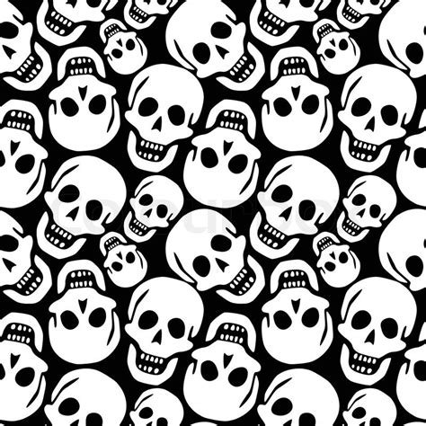 Skulls Pattern Abstract Seamless Texture Vector Art Illustration