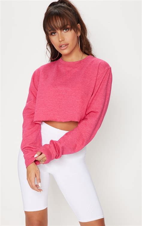 Pink Long Sleeve Crop Sweater Prettylittlething
