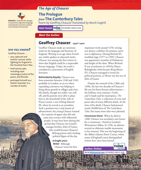 The Prologue From The Canterbury Tales Geoffrey Chaucer 1340