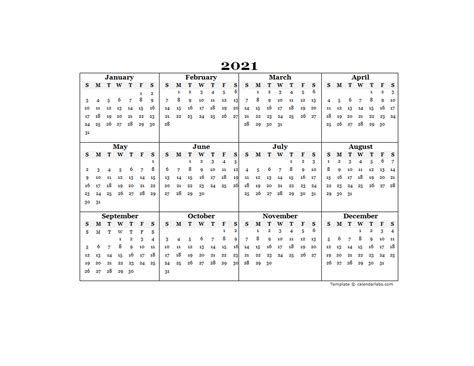 3,000+ vectors, stock photos & psd files. 2021 Blank Yearly Calendar Template - Free Printable Templates