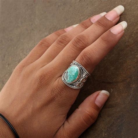Antique Turquoise Ring Bohemian Rings Boho Ring Jewelry Etsy