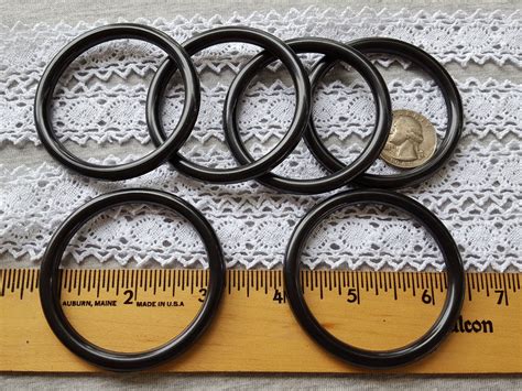60mm Black Plastic O Rings Round 50mm 2 Opening 6 Cabone Rings Purse