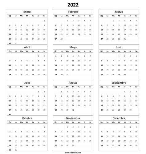 Modelo Calendario 2022 Para Imprimir Calendario En Blanco Almanaques
