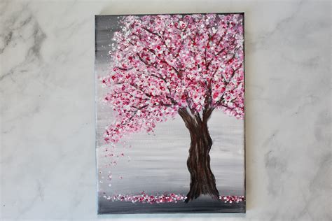 Painting A Cherry Blossom Tree With Acrylics And Cotton Swabs