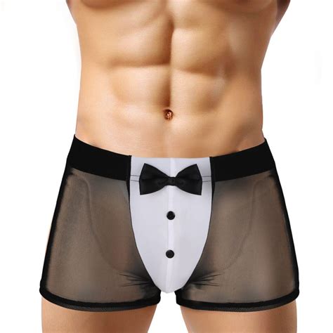 Men Sexy Mesh See Through Waiter Tuxedo Underwear Boxer Briefs Shorts Trunks Ebay