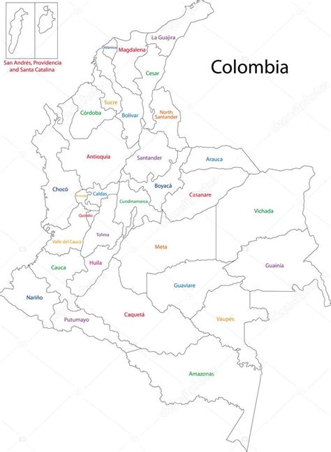 Contour Colombia Kaart — Stockvector © Volina 32471793