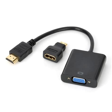 How to connect an old laptop that has vga video output to a tv or a monitor that only has hdmi input? 1080P HDMI Male To VGA Female Adapter Cable W/ Mini HDMI ...