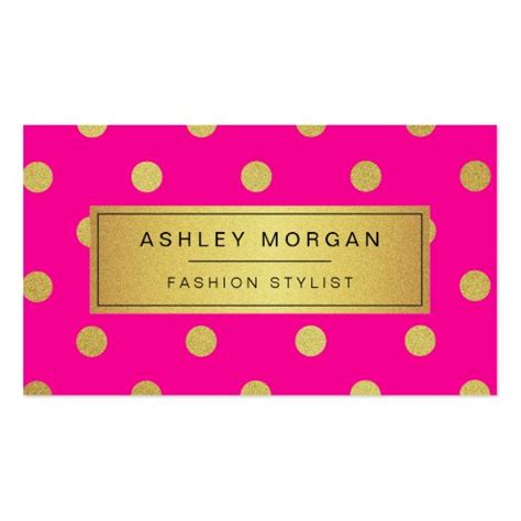 Gold Glitter Polka Dots Stylish Beauty Pink Business Card Zazzle
