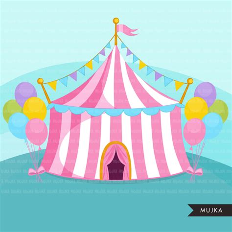 Circus Clipart Pastel Big Top Carnival Graphics Amusement Park