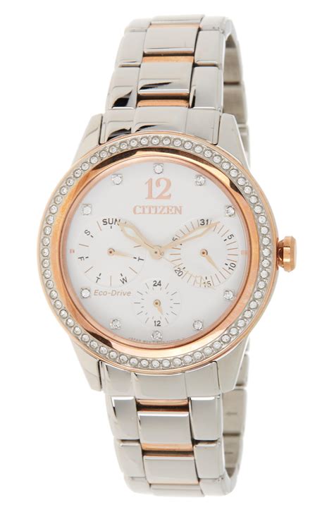 citizen silhouette crystal eco drive stainless steel watch in gray lyst