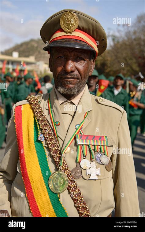 Decorated General In The Tigray Ethiopian Army Leading A Parade Stock
