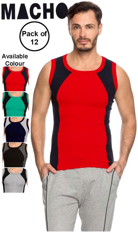 Buy Macho Pack Of Sleeveless Round Neck Men Gym Vest Assorted