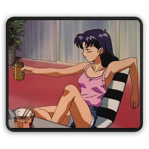 Evangelion Drunk Misato Katsuragi Aesthetic Pc Gaming Lap Etsy