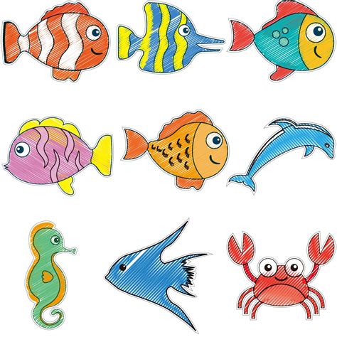 Buy 63 Pieces Sea Animals Cutouts Fish Cutouts Tropical Fish Accents