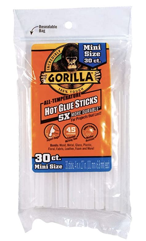 Gorilla Hot Glue Sticks For Glue Guns 4 Mini ~ 30 Per Pack Mr Fly